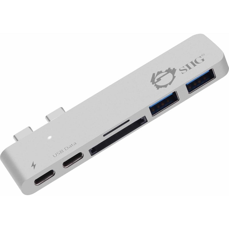 SIIG Thunderbolt 3 USB-C Hub with Card Reader & PD Adapter - Silver - Thumbnail 1