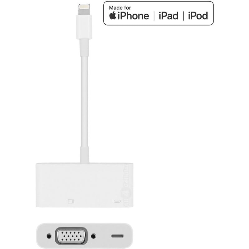 4XEM 8 Pin Lightning to VGA Adapter for Apple iPhone/iPad/iPod with HD 1080p support - MFI Certified - Thumbnail 3