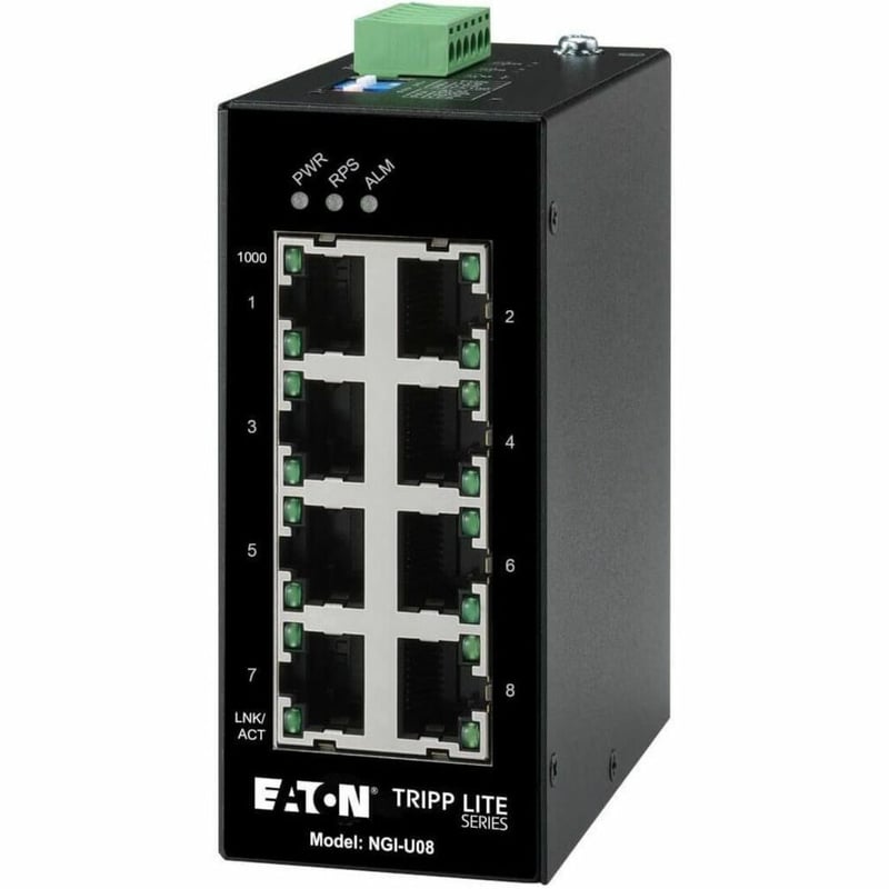 Tripp Lite by Eaton 8-Port Unmanaged Industrial Gigabit Ethernet Switch - 10/100/1000 Mbps DIN Mount - TAA Compliant - Thumbnail 1