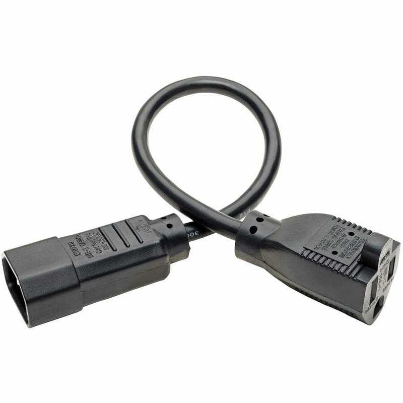 5-15R TO C14 COMPUTER AC POWERCABLE 13A 125V 16AWG 1FT - Thumbnail 2