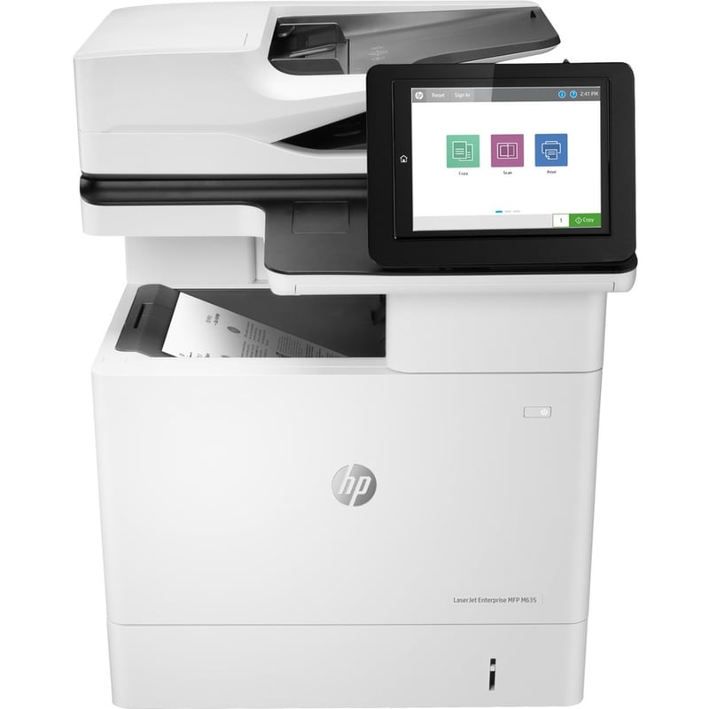 HP LaserJet M635 M635h Laser Multifunction Printer-Monochrome-Copier/Scanner-65 ppm Mono Print-1200x1200 Print-Automatic Duplex Print-300000 Pages Monthly-650 sheets Input-Color Scanner-600 Optical Scan-Gigabit Ethernet - Thumbnail 2