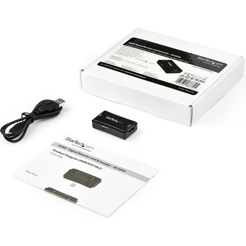 StarTech.com 45ft / 14m HDMI Signal Booster - 4K 60Hz - USB Powered - HDMI Inline Repeater & Amplifier - 7.1 Audio Support (HDBOOST4K2) - Thumbnail 2