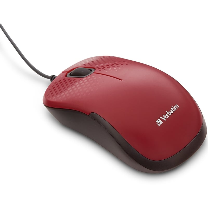 Verbatim Silent Corded Optical Mouse - Red - Thumbnail 1