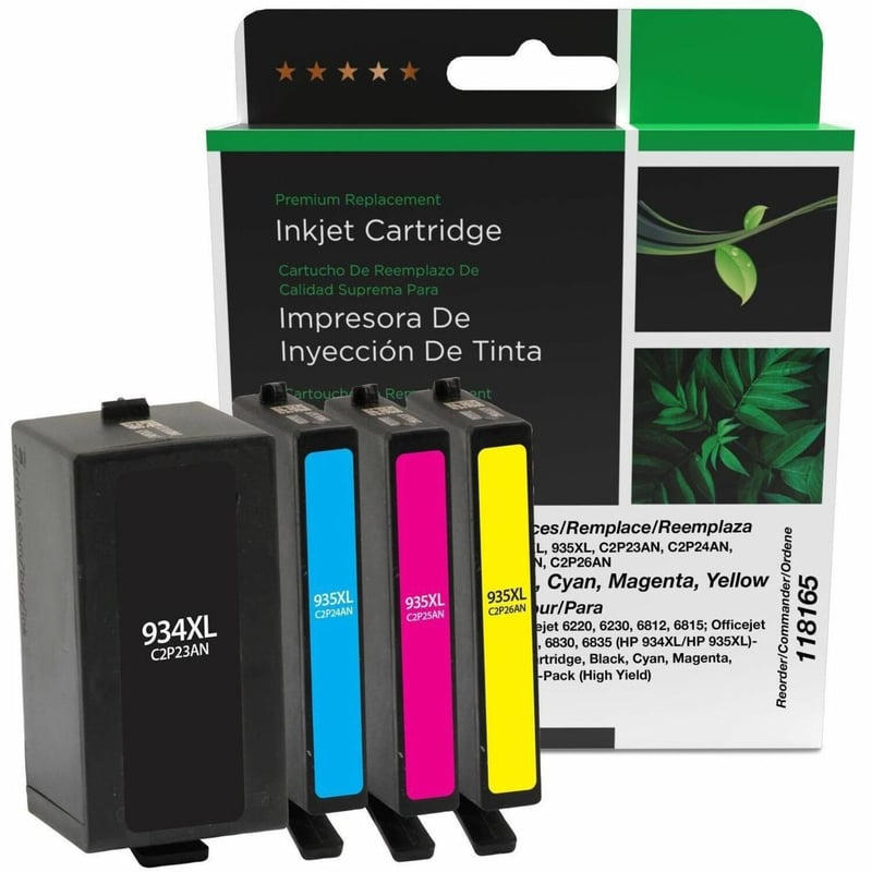 Clover Imaging Remanufactured High Yield Black, Cyan, Magenta, Yellow Ink Cartridges for HP 934XL/HP 935XL (6ZA02AN) 4-Pack - Thumbnail 1
