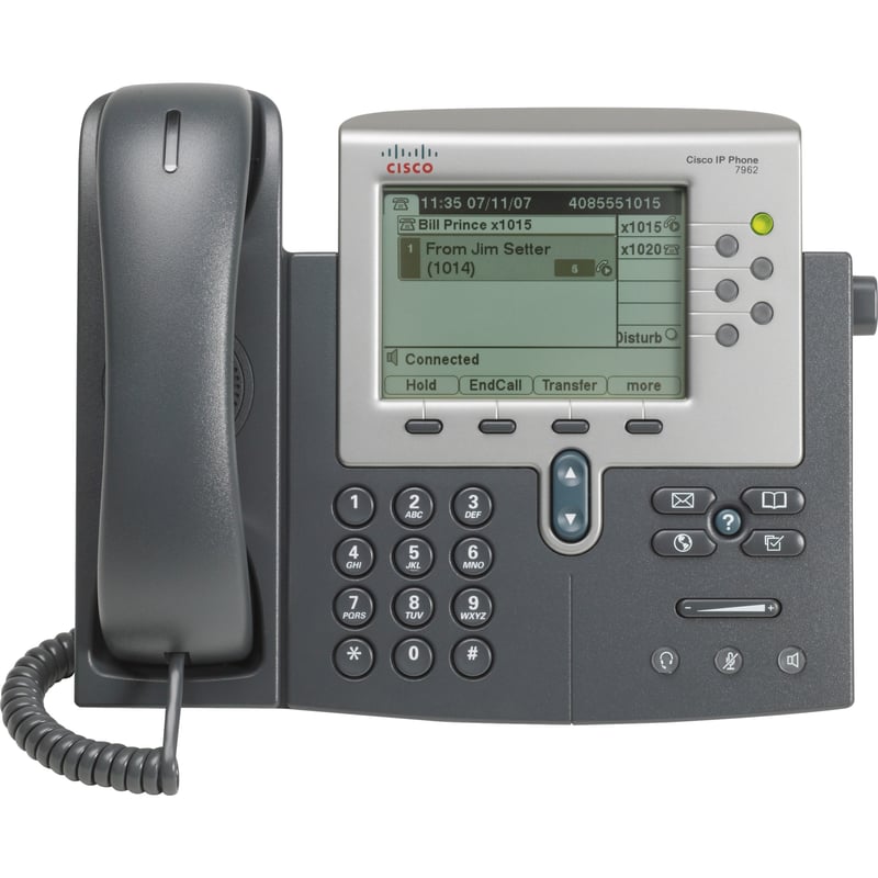 Cisco Unified 7962G IP Phone - Refurbished - Wall Mountable, Desktop - Dark Gray, Silver - Thumbnail 1
