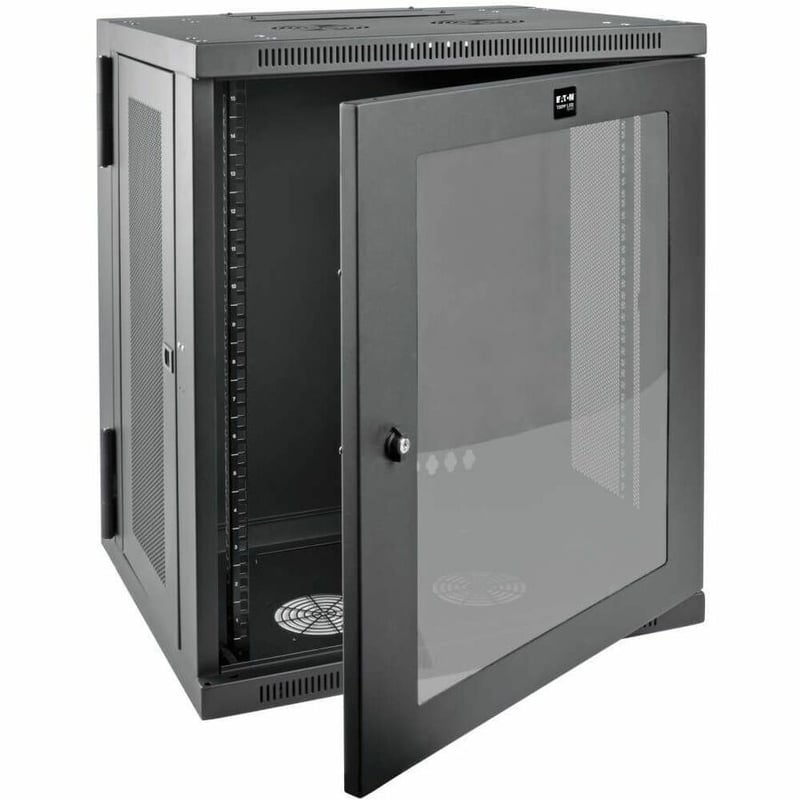 Tripp Lite by Eaton SmartRack 15U Low-Profile Switch-Depth Wall-Mount Half-Height Rack Enclosure Clear Acrylic Window Hinged Back - Thumbnail 3