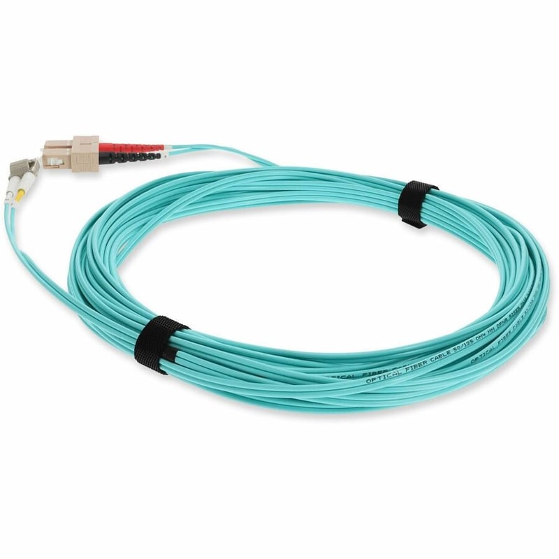 AddOn 0.5m SC to LC Aqua OM4 Duplex OFNR (Riser-Rated) TAA Fiber Patch Cable - Thumbnail 3