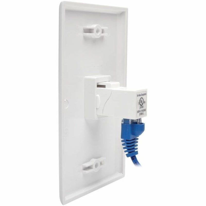 Tripp Lite by Eaton Cat6a Straight-Through Modular In-Line Snap-In Coupler with 90-Degree Down-Angled Port White (RJ45 F/F) - Thumbnail 2