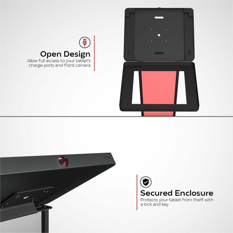 CTA Digital Customizable Premium Locking Floor Stand Kiosk with Graphic Card Slot for branding for 10.2-in iPad 7th/ 8th/ 9th Gen & More (Black) - Thumbnail 5