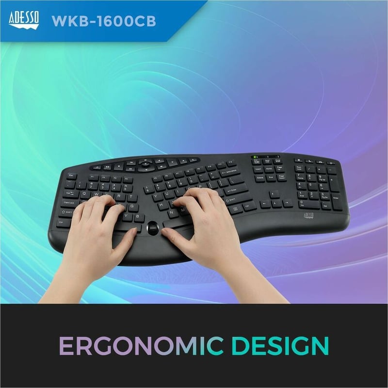 Adesso TruForm Wireless Ergonomic Keyboard And Optical Mouse