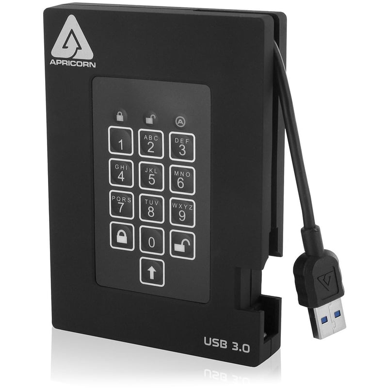 Apricorn Aegis Padlock A25-3PL256-500F 500 GB Portable Rugged Hard Drive - 2.5" External - Black - Thumbnail 1