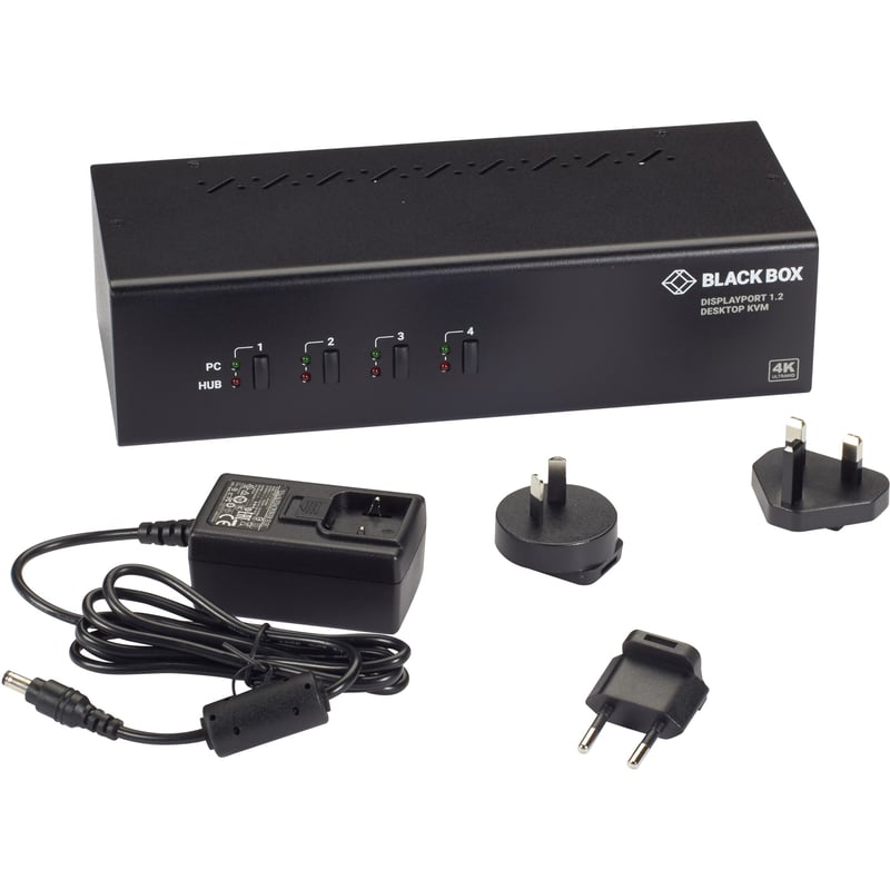 Black Box KVM Switch - Dual-Monitor, DisplayPort 1.2, 4K 60Hz, USB 3.0 Hub, Audio - Thumbnail 1