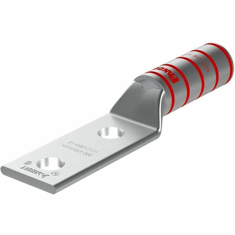 Panduit Pan-Lug LCCX300-12-6 Comp. Lug, Flex, 300, Tin Plt Copper, Strt, Two 1/2" Stud - Thumbnail 3