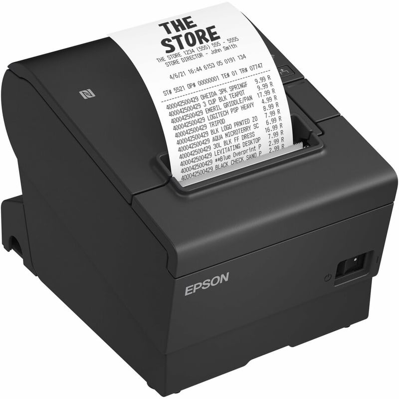 Epson OmniLink TM-T88VII Direct Thermal Printer - Monochrome - Receipt Print - Ethernet - USB - USB Host - Serial - With Cutter - Black - 19.69 in/s Mono - 180 dpi - For PC, SPARC, Mac, iOS, Android - Thumbnail 4