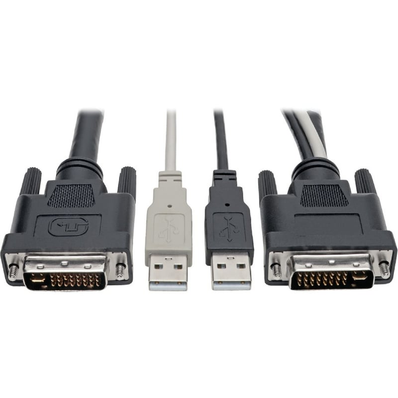 Tripp Lite by Eaton DVI to USB-A Dual KVM Cable Kit - (2x Male/2x Male) 1920 x 1200 (1080p) @ 60 Hz 10 ft. (3.05 m) - Thumbnail 1