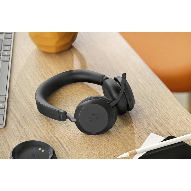 Jabra Evolve2 75 Wireless On-ear Stereo Headset - USB-C - For MS Teams - Black - Binaural - Ear-cup - 3000 cm - Bluetooth - 20 Hz to 20 kHz - MEMS Technology Microphone - Noise Cancelling - Thumbnail 2