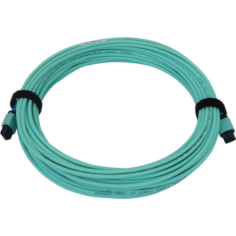 Eaton Tripp Lite Series 40/100/400G Multimode 50/125 OM3 Fiber Optic Cable (24F MTP/MPO-PC F/F), LSZH, Aqua, 15 m (49.2 ft.) - Thumbnail 4