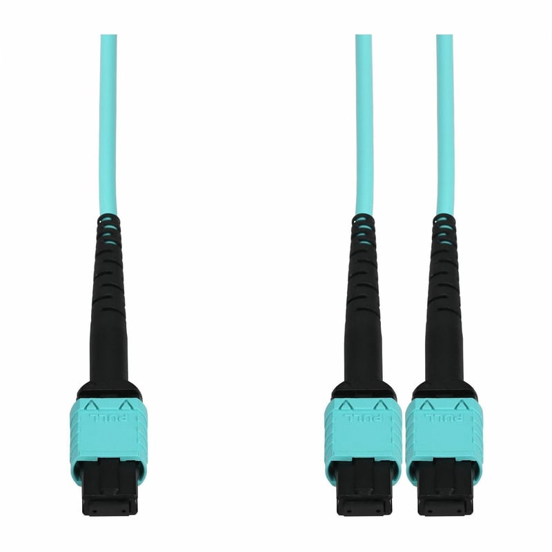 AddOn 5m MPO/UPC to 2xMPO/UPC Aqua OM4 OFNP (Plenum-Rated) 24-Strand Fiber Fanout Cable - Thumbnail 1