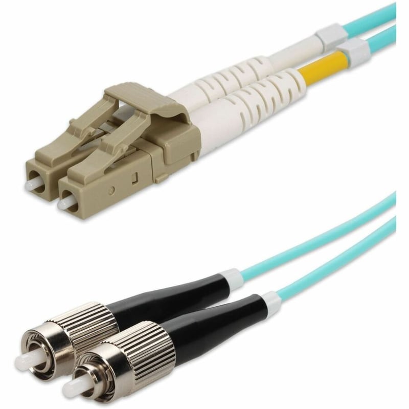 AddOn 5m LC to FC Aqua OM4 Duplex OFNR (Riser-Rated) Fiber Patch Cable - Thumbnail 2