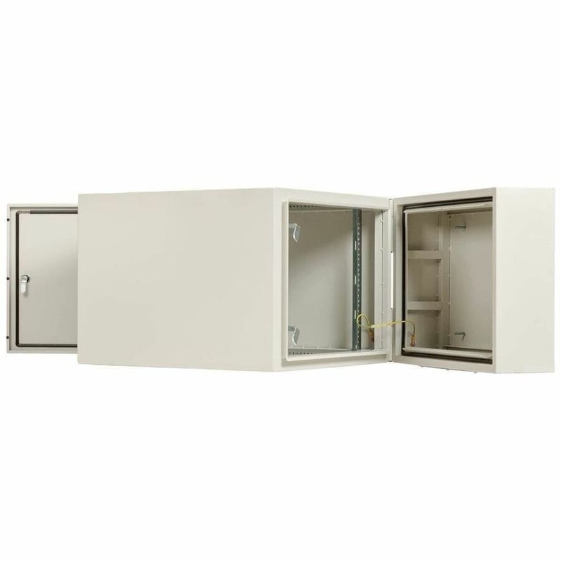 Tripp Lite by Eaton SmartRack Industrial Enclosure with Lock - NEMA 4, Wall Mount, Metal Construction, Hinged Back, 32 in. Depth, 9U, Gray - Thumbnail 3