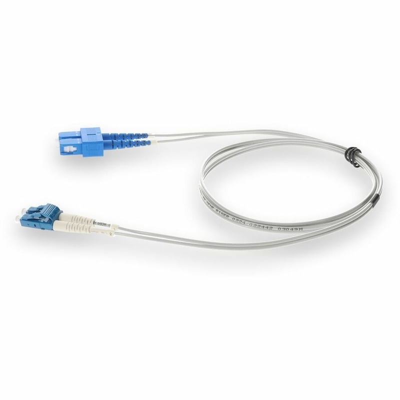 AddOn 10m SC to LC Gray OS2 Duplex OFNR (Riser-Rated) SMF Fiber Patch Cable - Thumbnail 2