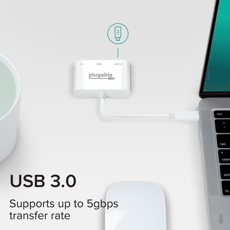 Plugable USB C to HDMI Multiport Adapter, 3-in-1 USB C Hub with 4K HDMI Output, USB 3.0 and USB-C Charging Port - Thumbnail 5