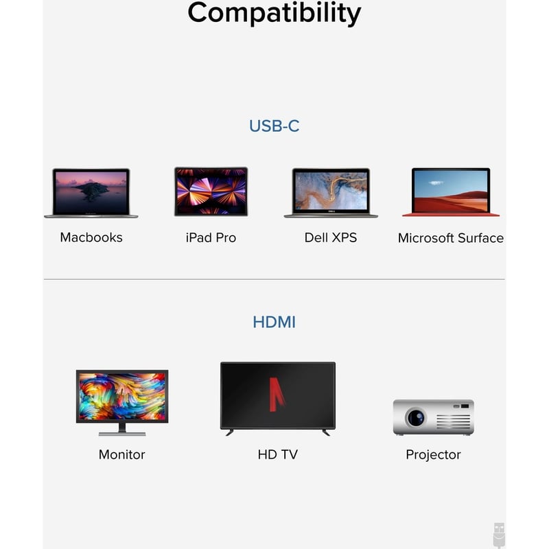 Plugable USB C to HDMI Adapter Cable - Connect USB-C or Thunderbolt 3 Laptops to HDMI Displays up to 4K@60Hz = - Thumbnail 4