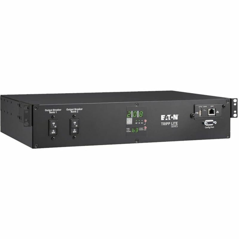 Tripp Lite by Eaton 5.8kW 208/240V Single-Phase ATS/Monitored PDU - 16 C13, 2 C19 & 1 L6-30R Outlets, Dual L6-30P Inputs, 10 ft. Cords, 2U, TAA - Thumbnail 1