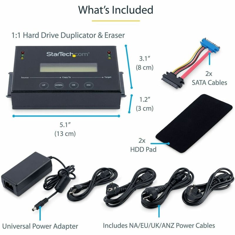 StarTech.com 1:1 Standalone Hard Drive Duplicator & Eraser, SATA HDD / SSD Disk Cloner / Copier / Wiper / Sanitizer, TAA Compliant - Thumbnail 4