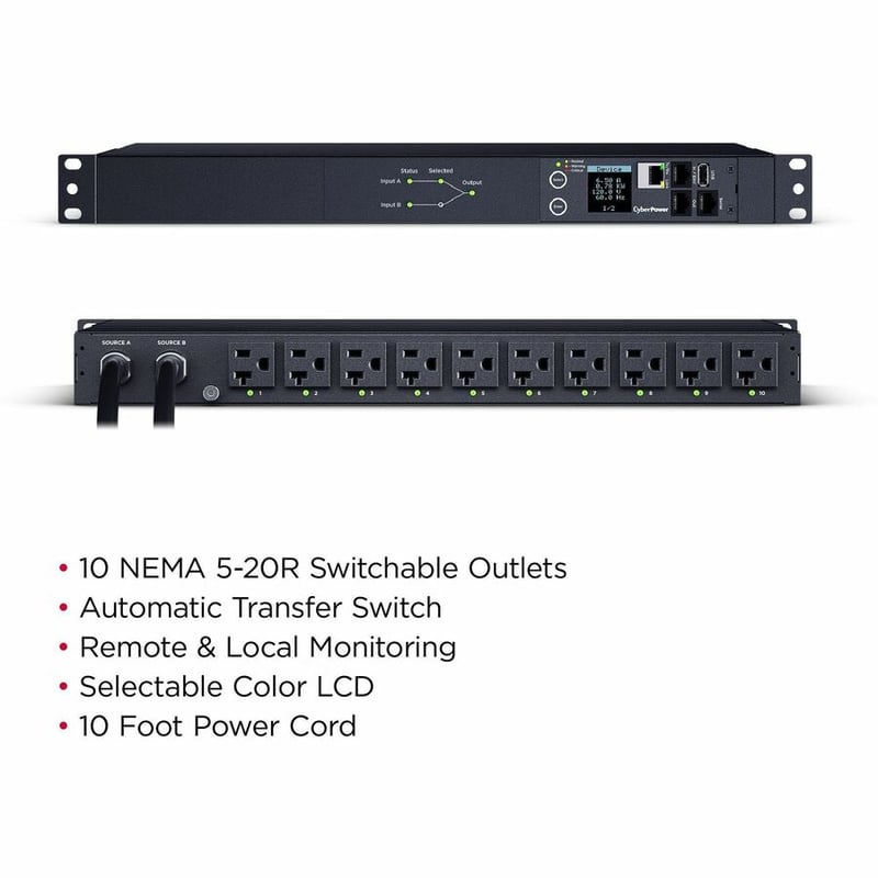 CyberPower Switched ATS PDU PDU44002 10-Outlets PDU - Thumbnail 2