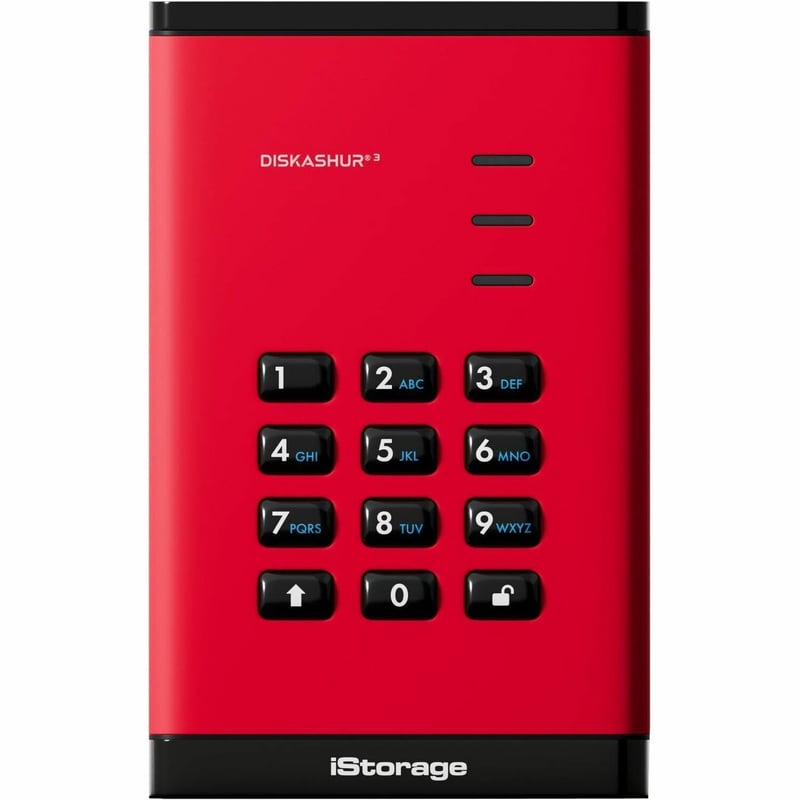 iStorage diskAshur3 1 TB Portable Solid State Drive | Red | Incorporated Common Criteria EAL 5+ | PIN protected | AES 256-bit Full Disk Hardware Encryption | Dust/Water Resistant | TAA Compliant - Thumbnail 1