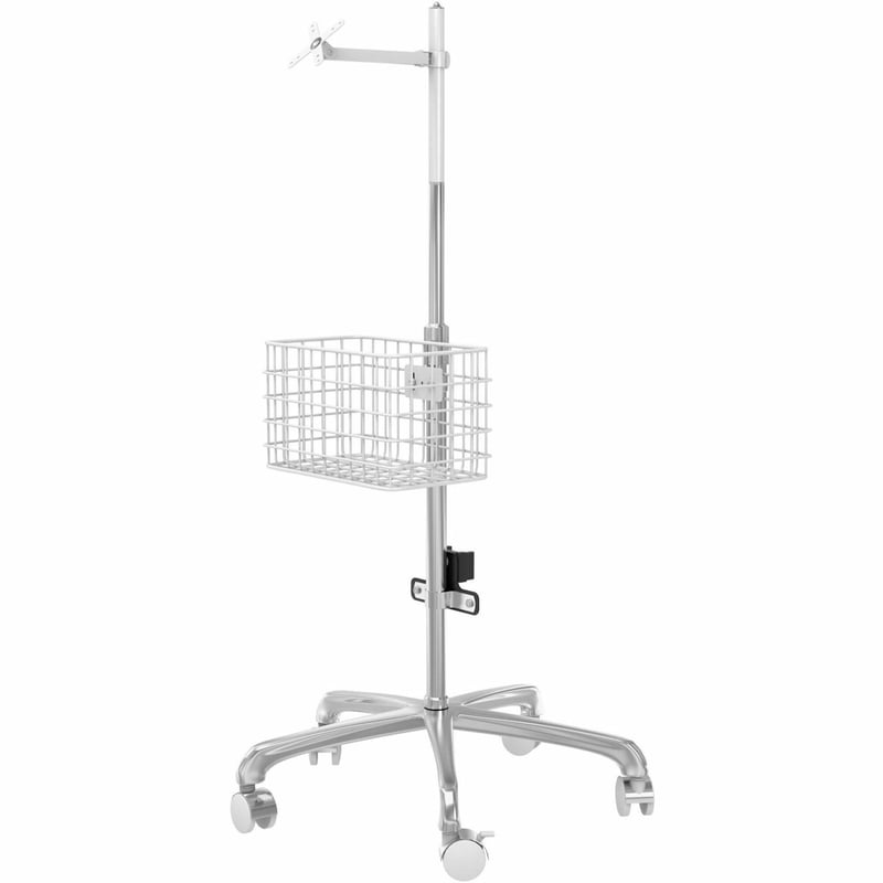 CTA Digital Medical Rolling Cart with VESA Articulating Arm, Basket, and Power Strip Holder - Thumbnail 1