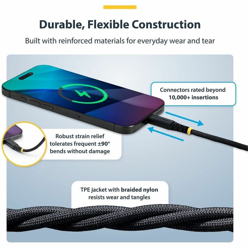 6IN USB-C CHARGING CABLE 60W PD/RUGGED USB 2.0 CHARGER CORD - Thumbnail 4