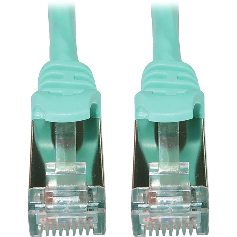 Eaton Tripp Lite Series Cat6a 10G Snagless Shielded Slim STP Ethernet Cable (RJ45 M/M), PoE, Aqua, 15 ft. (4.6 m) - Thumbnail 1