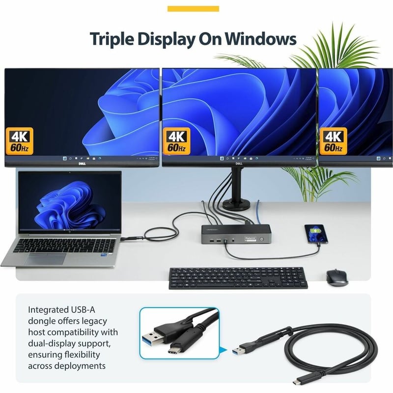 TRIPLE-MONITOR DOCKING STATION 4K 60HZ HDMI/DISPLAYPORT TAA - Thumbnail 4