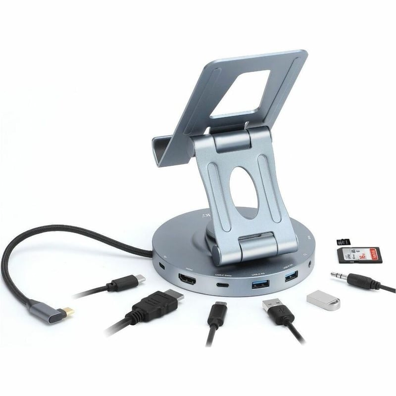 SIIG USB-C Multitask Hub Stand Holder fits under 13" Tablets/Phones - 4K60Hz- PD100W - Thumbnail 2