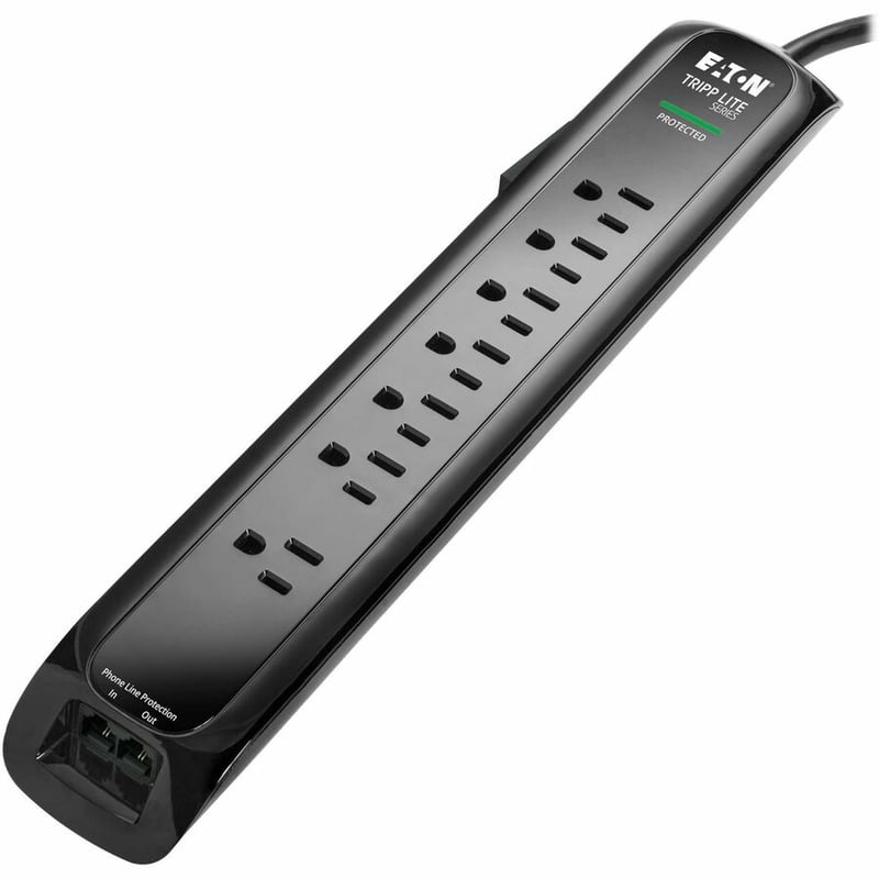 7-OUTLET SURGE PROTECTOR 5-15R 900 J TEL/MODEM 10FT CORD BLACK - Thumbnail 4
