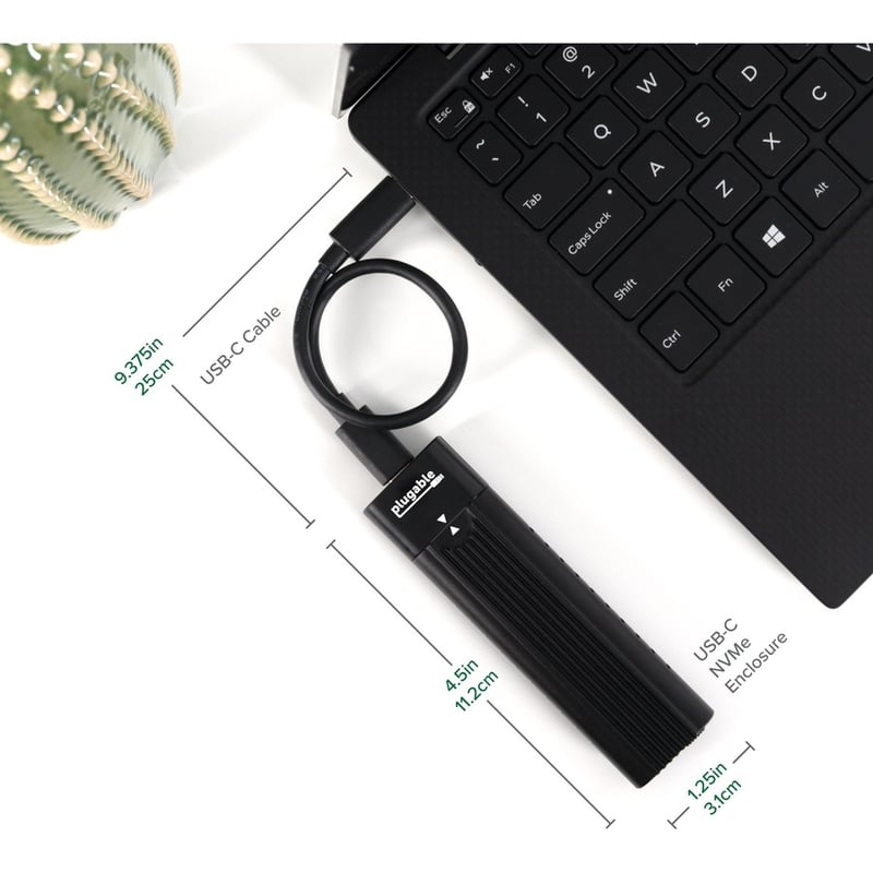 Plugable USB C to M.2 NVMe Tool-free Enclosure USB C and Thunderbolt 3 Compatible up to USB 3.1 Gen 2 Speeds (10Gbps). - Thumbnail 4
