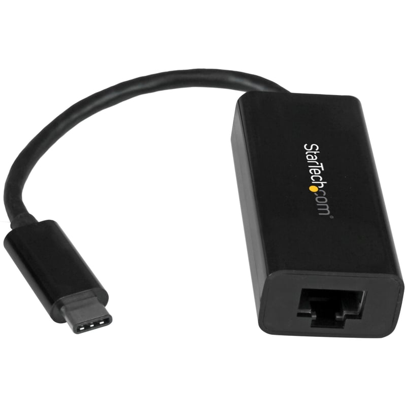 StarTech.com USB C to Gigabit Ethernet Adapter - Thunderbolt 3 - 10/100/1000Mbps - Black - Thumbnail 1