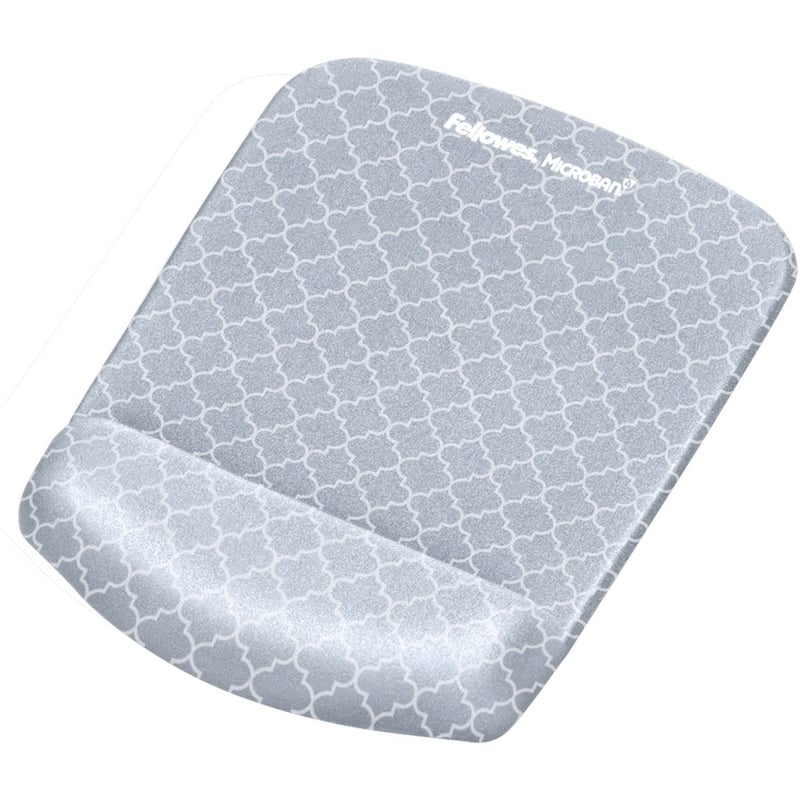 Fellowes PlushTouch Mouse Pad Wrist Rest with Microban - Gray Lattice - Thumbnail 2