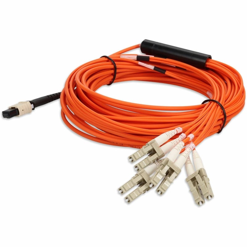 AddOn 1m MPO (Female) to 8xLC (Male) 8-Strand Orange OM1 Fiber Fanout Cable - Thumbnail 1