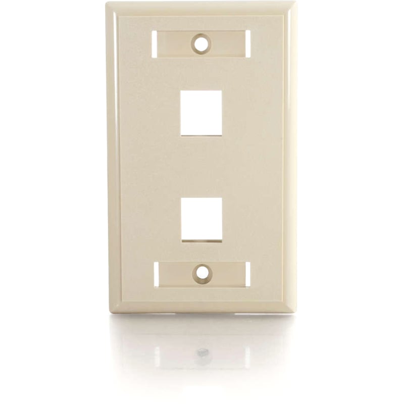 C2G 2-Port Single Gang Multimedia Keystone Wall Plate - Ivory - Thumbnail 2