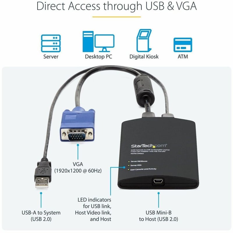 StarTech.com USB Crash Cart Adapter with File Transfer & Video Capture at 1920 x1200 60Hz - Thumbnail 3