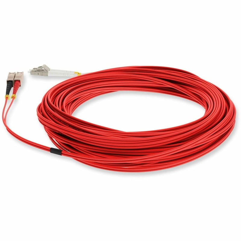 AddOn 30m SC to LC Red OM4 Duplex OFNR (Riser-Rated) Fiber Patch Cable - Thumbnail 3