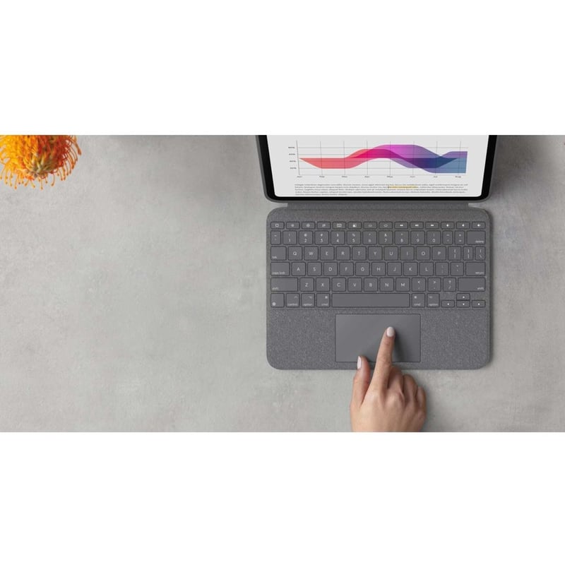 Logitech Combo Touch Keyboard/Cover Case (Folio) for 10.9" Apple, Logitech iPad (10th Generation) Tablet - Oxford Gray - Thumbnail 4