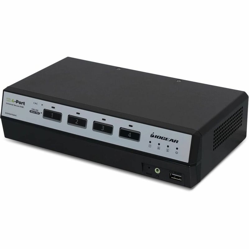 4-PORT DUAL VIEW TRUE UNIVERSAL (DP/HDMI) SECURE KVM SWITCH W/AUDIO - Thumbnail 1