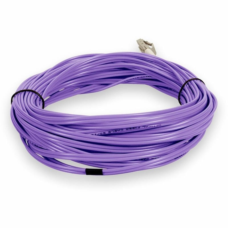 AddOn 15m LC to LC Purple OM4 Duplex OFNR (Riser-Rated) TAA Fiber Patch Cable - Thumbnail 4