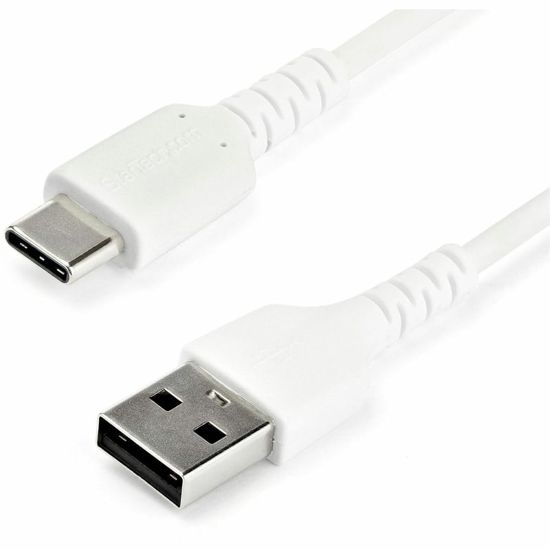 StarTech.com 1m USB A to USB C Charging Cable - Durable Fast Charge & Sync USB 2.0 to USB Type C Data Cord - Aramid Fiber M/M 3A White - Thumbnail 1