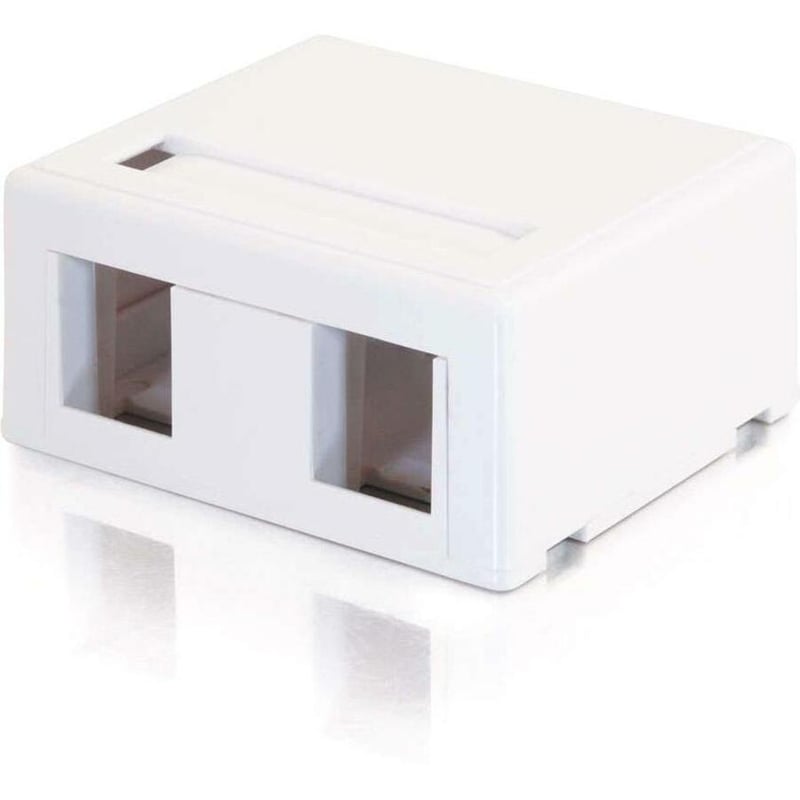 C2G 2-Port Keystone Jack Surface Mount Box - White - Thumbnail 1