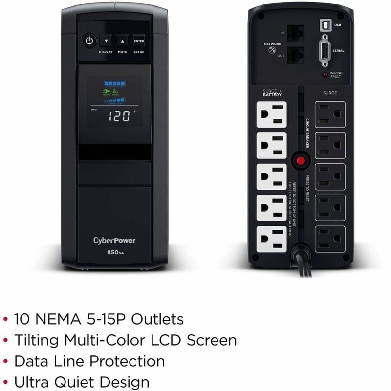 CyberPower CP850PFCLCD PFC Sinewave UPS Systems - Thumbnail 2